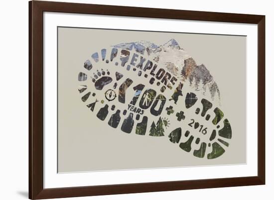 National Park Service Centennial - Footprint-Lantern Press-Framed Art Print