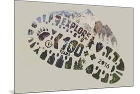 National Park Service Centennial - Footprint-Lantern Press-Mounted Art Print