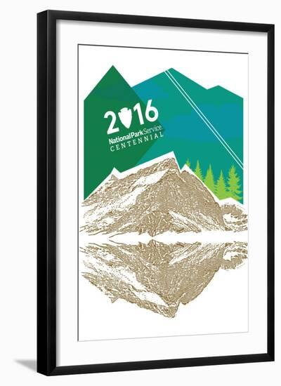 National Park Service Centennial - Mountains-Lantern Press-Framed Art Print