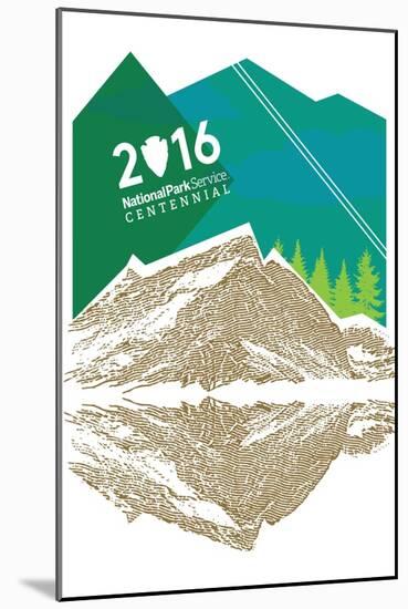 National Park Service Centennial - Mountains-Lantern Press-Mounted Art Print