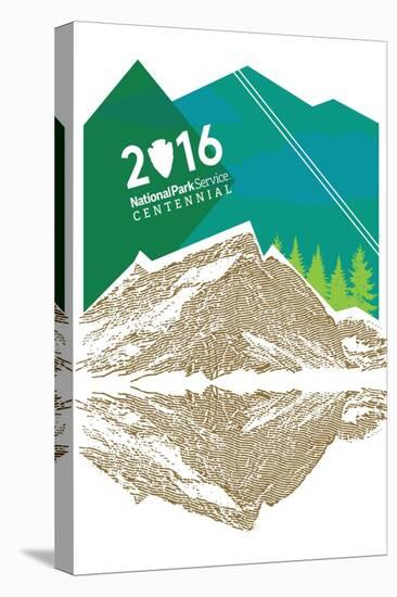 National Park Service Centennial - Mountains-Lantern Press-Stretched Canvas