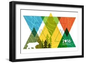 National Park Service Centennial - Triangles-Lantern Press-Framed Art Print