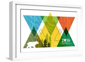 National Park Service Centennial - Triangles-Lantern Press-Framed Art Print