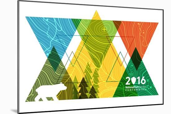 National Park Service Centennial - Triangles-Lantern Press-Mounted Art Print