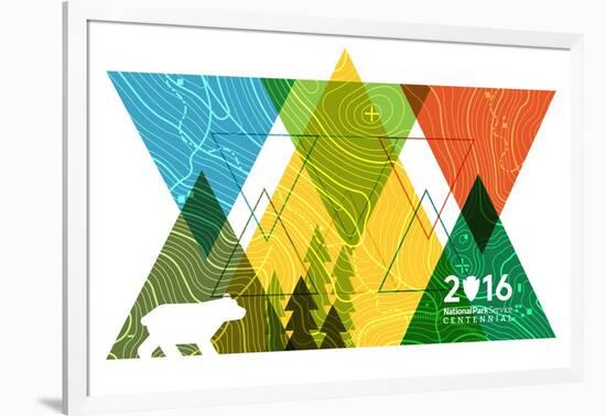 National Park Service Centennial - Triangles-Lantern Press-Framed Art Print