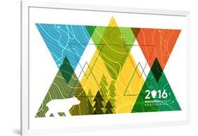 National Park Service Centennial - Triangles-Lantern Press-Framed Art Print