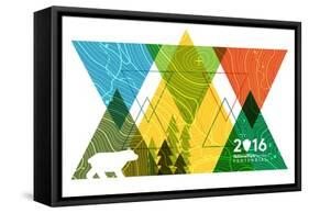 National Park Service Centennial - Triangles-Lantern Press-Framed Stretched Canvas