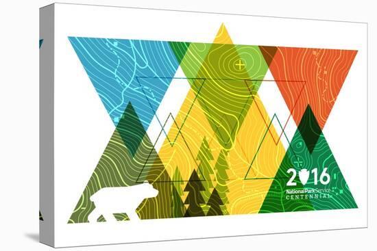 National Park Service Centennial - Triangles-Lantern Press-Stretched Canvas