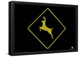 National Parks Deer Crossing Text Poster-null-Framed Poster