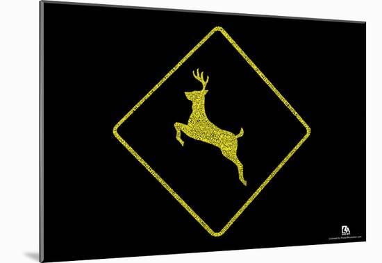 National Parks Deer Crossing Text Poster-null-Mounted Poster