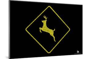 National Parks Deer Crossing Text Poster-null-Mounted Poster