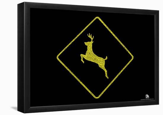 National Parks Deer Crossing Text Poster-null-Framed Poster