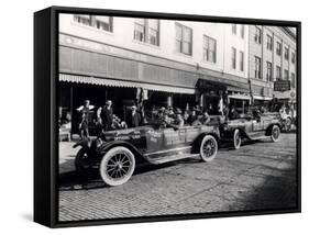 National Parks Highway Processing of Cars, 1916-Asahel Curtis-Framed Stretched Canvas