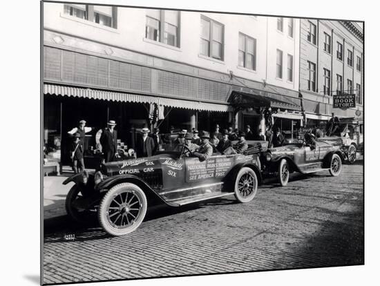 National Parks Highway Processing of Cars, 1916-Asahel Curtis-Mounted Giclee Print