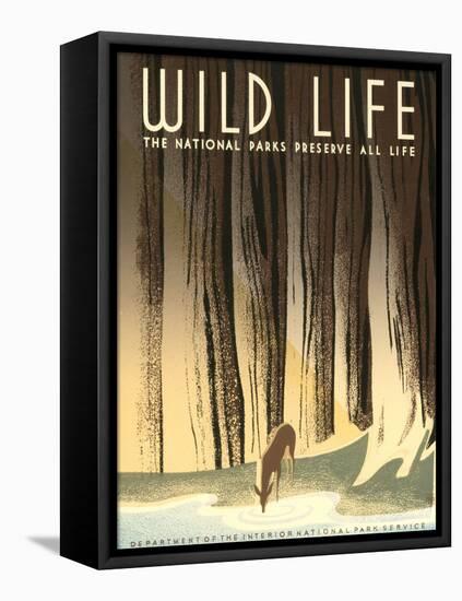 National Parks Travel Poster, Wild Life-null-Framed Stretched Canvas