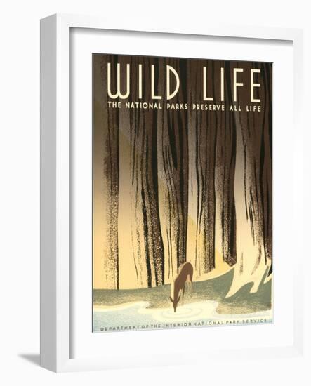 National Parks Travel Poster, Wild Life-null-Framed Art Print