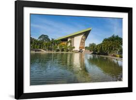 National Parliament reflecting in the water, Port Moresby, Papua New Guinea, Pacific-Michael Runkel-Framed Photographic Print