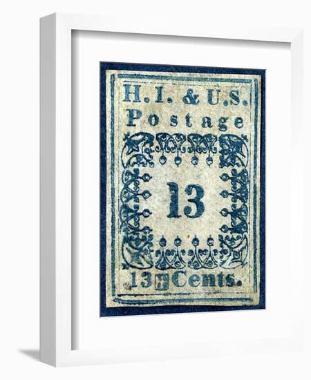 National Postal Museum: 13-Cent “H.I.” Hawaiian Missionary stamp-null-Framed Art Print