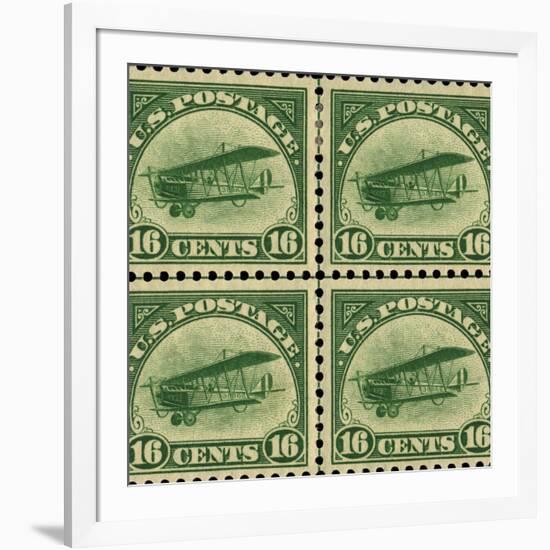 National Postal Museum: 16-Cent U.S. Postage Stamps with the Image of a Plane-null-Framed Art Print