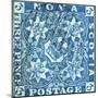 National Postal Museum: 3-Pence Crown of Great Britain and Heraldic Flowers of the Empire stamp-null-Mounted Art Print