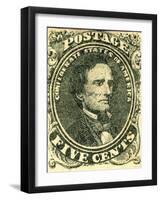 National Postal Museum: 5-Cent Green Jefferson Davis Confederate Stamp-null-Framed Art Print