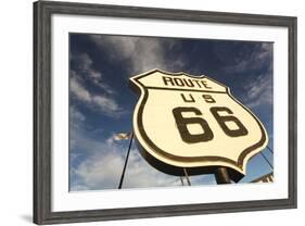 National Route 66 Sign at Sunset, Elk City, Oklahoma, USA-Walter Bibikow-Framed Photographic Print