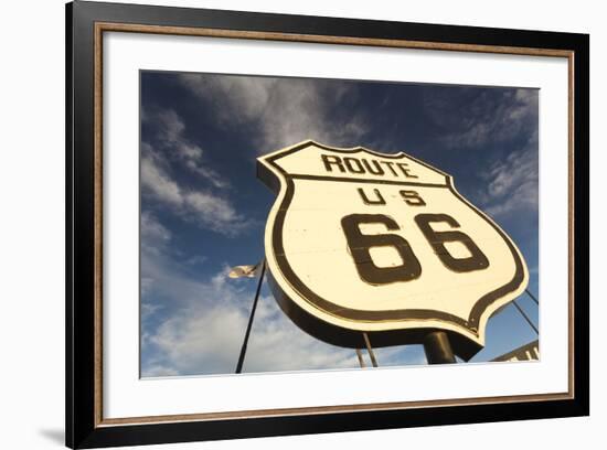 National Route 66 Sign at Sunset, Elk City, Oklahoma, USA-Walter Bibikow-Framed Photographic Print