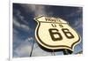 National Route 66 Sign at Sunset, Elk City, Oklahoma, USA-Walter Bibikow-Framed Photographic Print