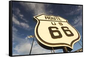National Route 66 Sign at Sunset, Elk City, Oklahoma, USA-Walter Bibikow-Framed Stretched Canvas