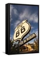 National Route 66 Sign at Sunset, Elk City, Oklahoma, USA-Walter Bibikow-Framed Stretched Canvas