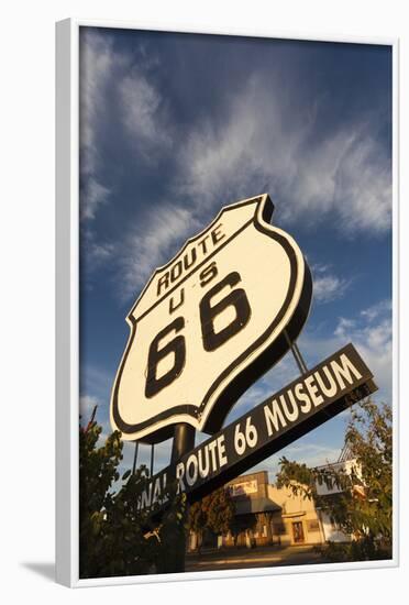 National Route 66 Sign at Sunset, Elk City, Oklahoma, USA-Walter Bibikow-Framed Photographic Print