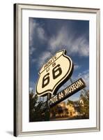 National Route 66 Sign at Sunset, Elk City, Oklahoma, USA-Walter Bibikow-Framed Photographic Print