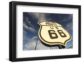 National Route 66 Sign at Sunset, Elk City, Oklahoma, USA-Walter Bibikow-Framed Photographic Print