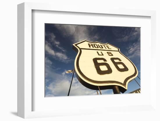 National Route 66 Sign at Sunset, Elk City, Oklahoma, USA-Walter Bibikow-Framed Photographic Print