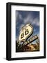 National Route 66 Sign at Sunset, Elk City, Oklahoma, USA-Walter Bibikow-Framed Photographic Print