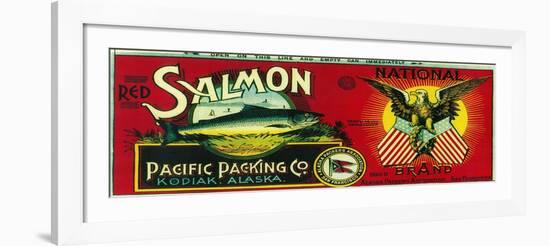 National Salmon Can Label - Kodiak, AK-Lantern Press-Framed Art Print