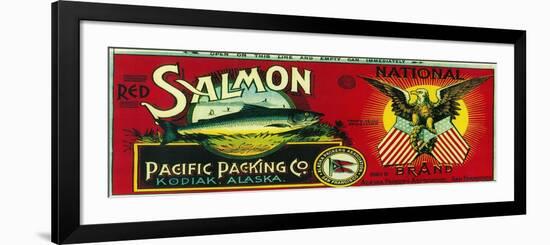 National Salmon Can Label - Kodiak, AK-Lantern Press-Framed Premium Giclee Print