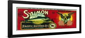 National Salmon Can Label - Kodiak, AK-Lantern Press-Framed Premium Giclee Print