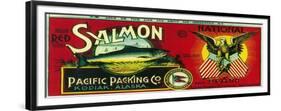 National Salmon Can Label - Kodiak, AK-Lantern Press-Framed Premium Giclee Print