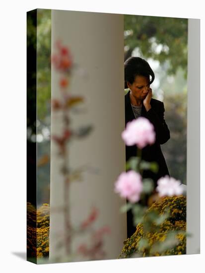 National Security Adviser Condoleezza Rice Listens to President Bush Speak About Cuba-null-Stretched Canvas