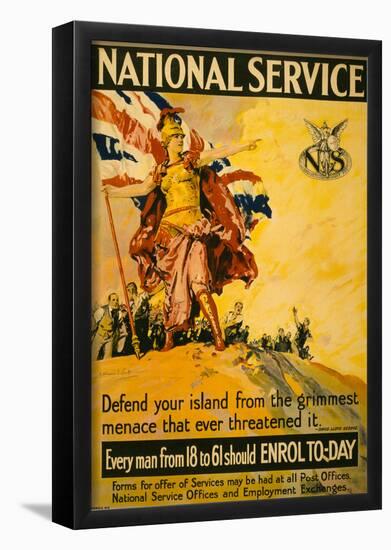 National Service War Propaganda Vintage Ad Poster Print-null-Framed Poster