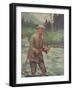 National Sportsman - Fly Fisherman Fishing in the Rain, c.1921-Lantern Press-Framed Art Print