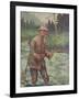 National Sportsman - Fly Fisherman Fishing in the Rain, c.1921-Lantern Press-Framed Art Print