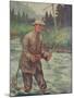 National Sportsman - Fly Fisherman Fishing in the Rain, c.1921-Lantern Press-Mounted Art Print