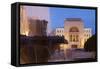 National Theatre and Opera House in Piata Victoriei at Dusk, Timisoara, Banat, Romania, Europe-Ian Trower-Framed Stretched Canvas