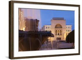 National Theatre and Opera House in Piata Victoriei at Dusk, Timisoara, Banat, Romania, Europe-Ian Trower-Framed Photographic Print