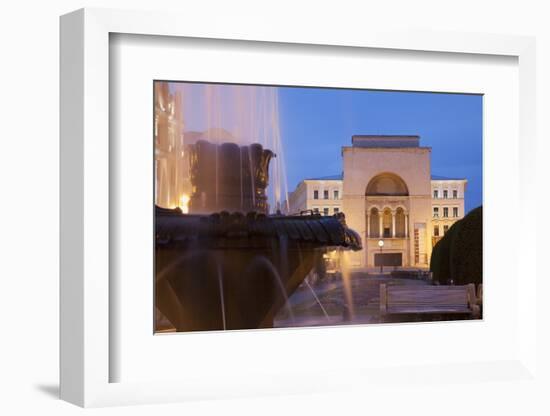 National Theatre and Opera House in Piata Victoriei at Dusk, Timisoara, Banat, Romania, Europe-Ian Trower-Framed Photographic Print