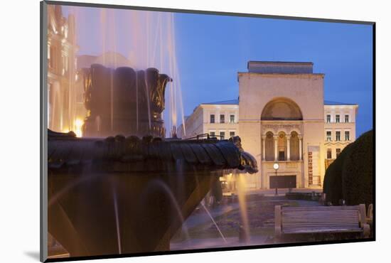 National Theatre and Opera House in Piata Victoriei at Dusk, Timisoara, Banat, Romania, Europe-Ian Trower-Mounted Photographic Print