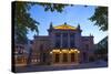 National Theatre Illuminated at Dusk, Oslo, Norway, Scandinavia, Europe-Doug Pearson-Stretched Canvas