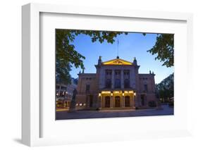 National Theatre Illuminated at Dusk, Oslo, Norway, Scandinavia, Europe-Doug Pearson-Framed Photographic Print